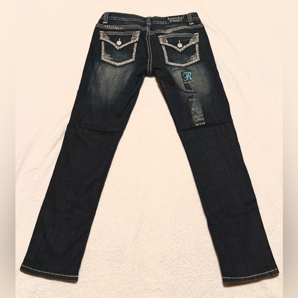 Rock & Roll Cowgirl Dark Blue Skinny Jeans Low Rise - Picture 5 of 5